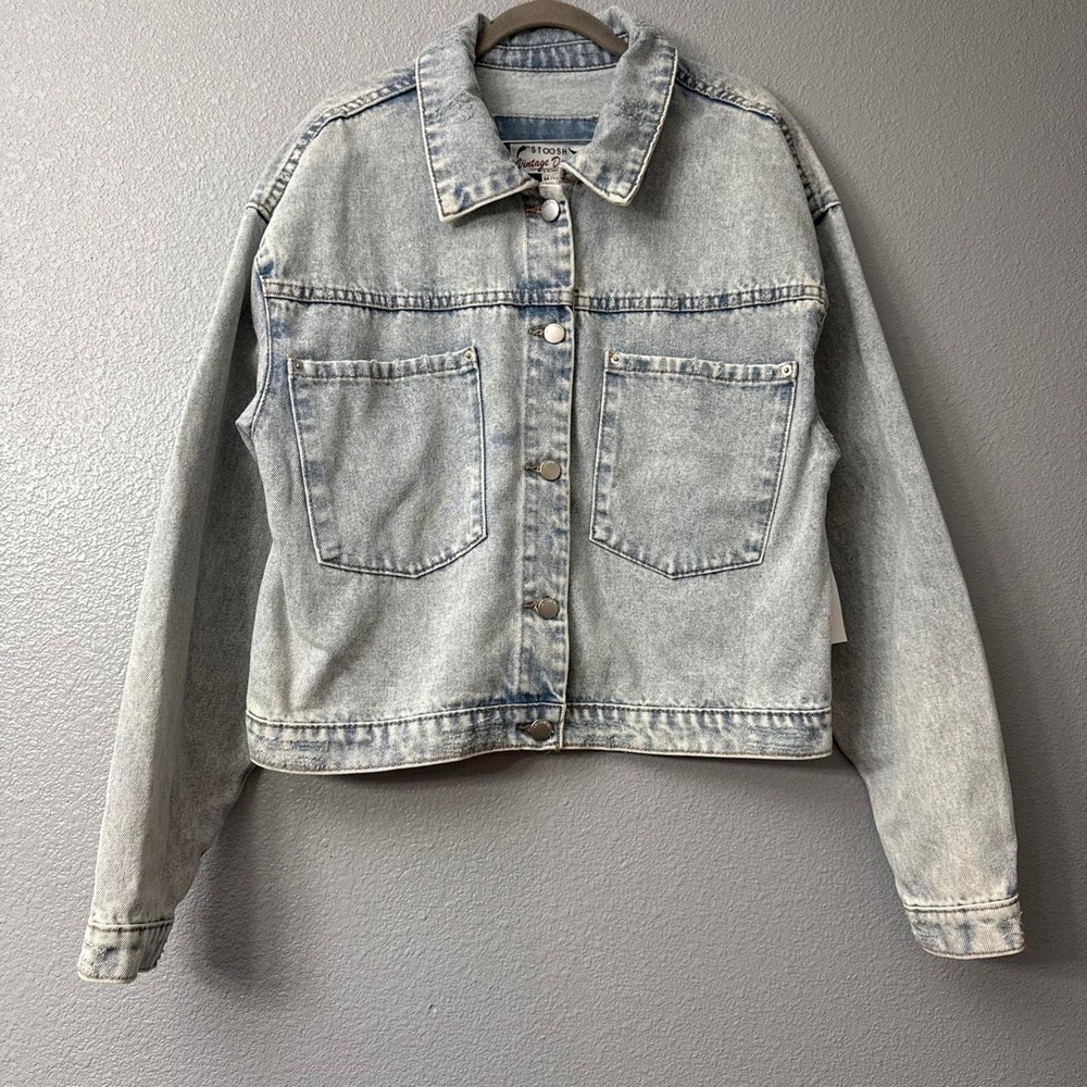 STOOSH Vintage Denim Light Wash Denim Jacket with a Relaxed Fit